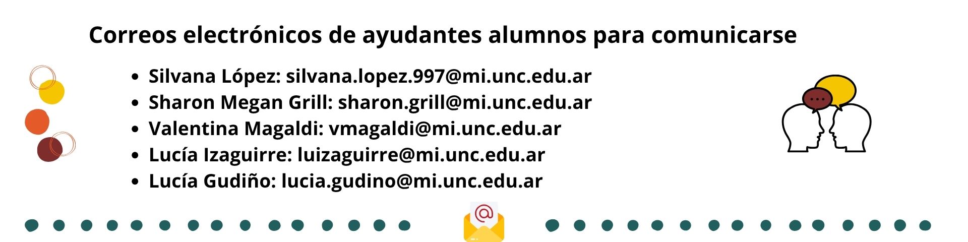 Correos electrónicos de ayudantes alumnos